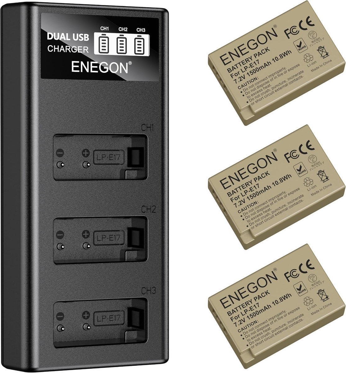1500mAh Batterijen en 3-Slot LCD Oplader voor Canon EOS Camera's zoals R10, R8, RP en meer