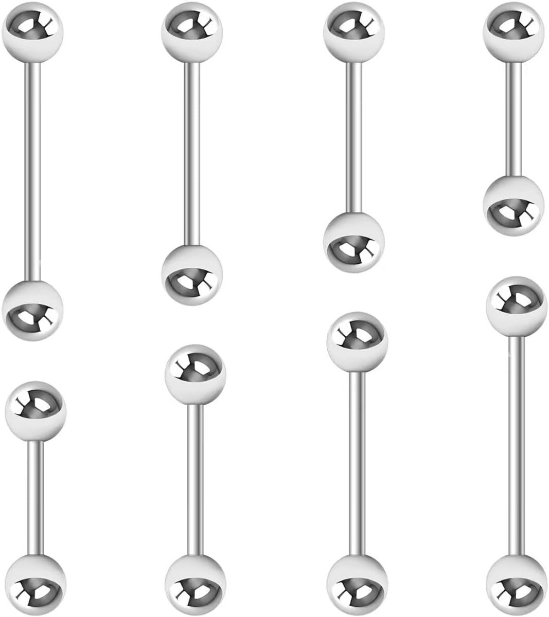 48 St Tepelringen voor Vrouwen,Kucheed 14G Chirurgisch Stalen Tong Ringen Tepel Piercing Sieraden Retainer, 12-18mm Rechte Barbell Tepel Ringen Set, Schattige Zirconia Hart Nipplerings