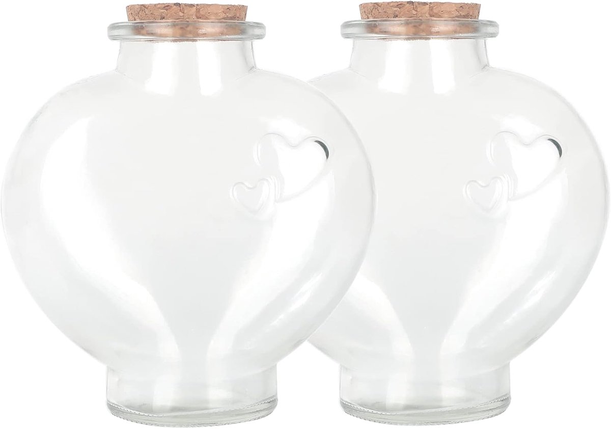 Flessen met kurkstop (355 ml hartvormige flessen/2 stuks)