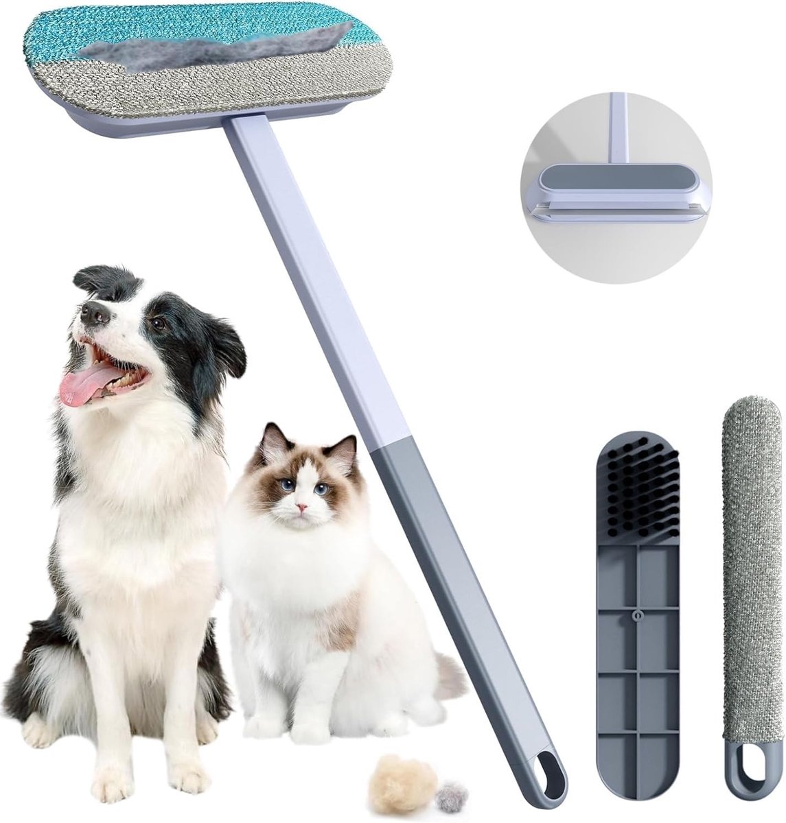 4-in-1 dierenhaarverwijderingsborstel voor kattenharen en hondenharen, herbruikbare pluisborstel voor kleding, tapijt en bank