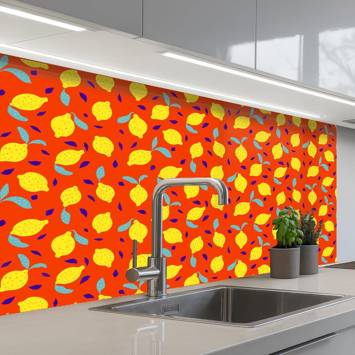keukenachterwand 60x100 cm zelfklevend keuken decoratie accessories home kitchen spatscherm Oranje - Citroen - Geel - Blauw