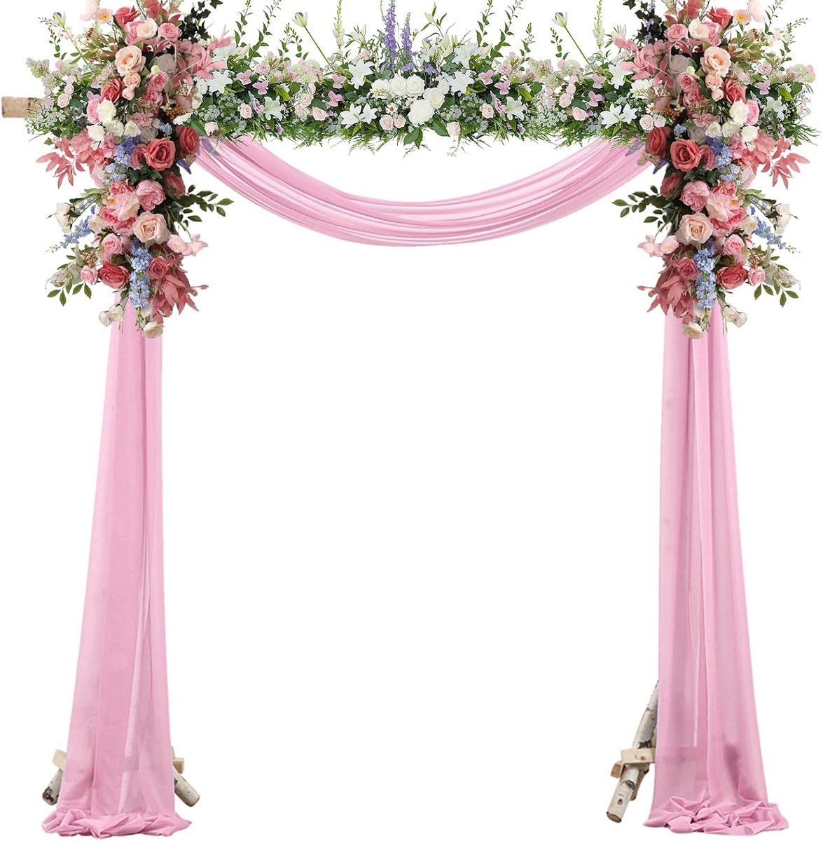 Vrije hand decoratie bruiloftsboog gordijnen 600 x 160 cm bruiloftsboog gordijn dwarsbehang transparant bruiloft gordijn roze achtergrond gordijnen voor banketten woondecoratie