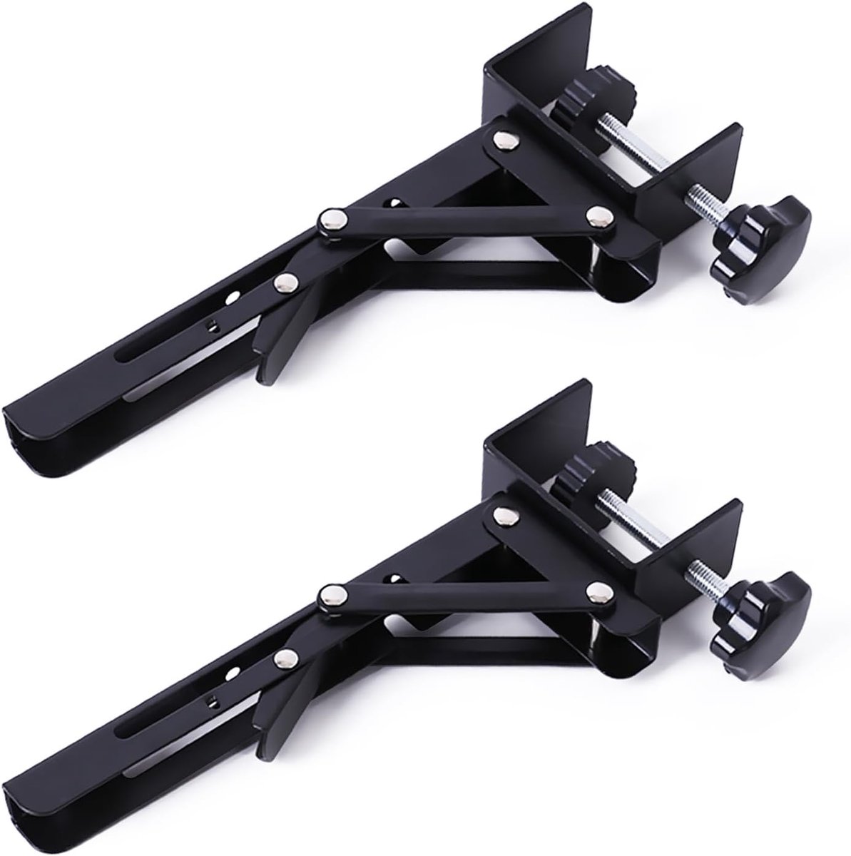 2 stuks toetsenbordhouder, klemhouder, 25 cm, roestvrij staal, inklapbare plankhouder, verstelbare C-klemmen, inklapbare tafelverlenging voor tafel, doe-het-zelf bureau
