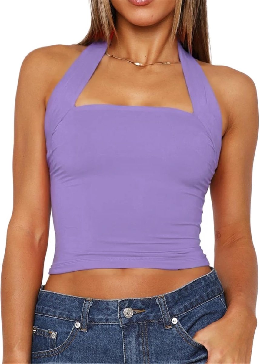 nekhouder rugvrije crop top mouwloos sexy Y2K tank rug slim fit tops