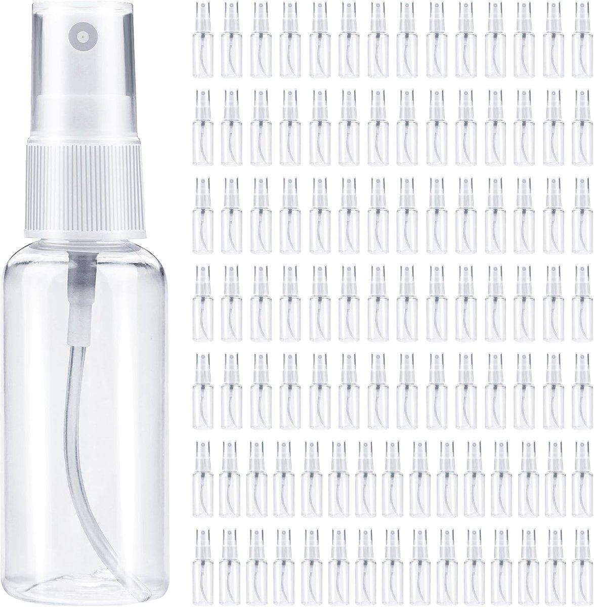 Lege spuitfles, 30 ml, 100 stuks, leeg, spuitfles, lege spuitfles, lege spuitfles, kunststof, navulbaar, lege pomp, verstuiver voor cosmetica (transparant)