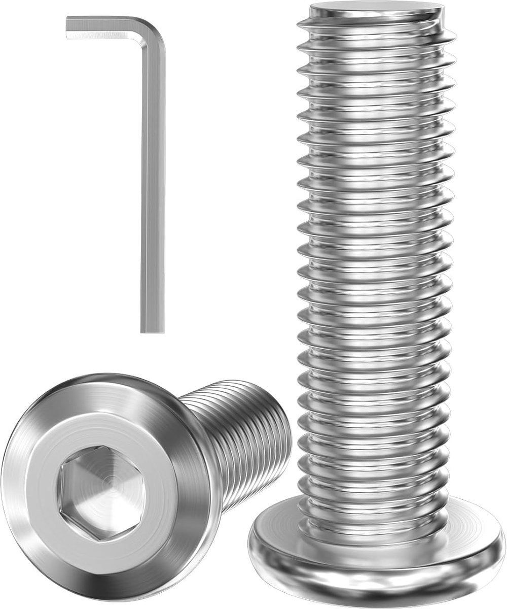 30 stuks M4 x 30 mm schroeven, 304 roestvrij staal A2 V2A inbusbouten met zeskant platte kopschroeven met zeskantsleutel Kan buitenshuis worden gebruikt