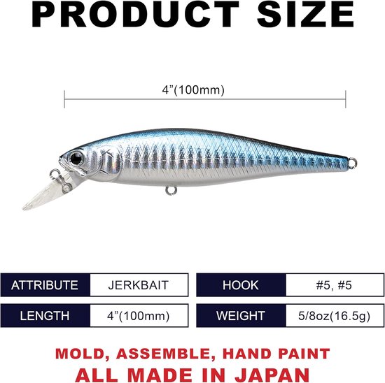 Kunstaas Wobbler - Jerkbait Lokaas - Vissen Op Baars - Unieke Actie - 10 cm - Zebra Aurora Black — afbeelding 4