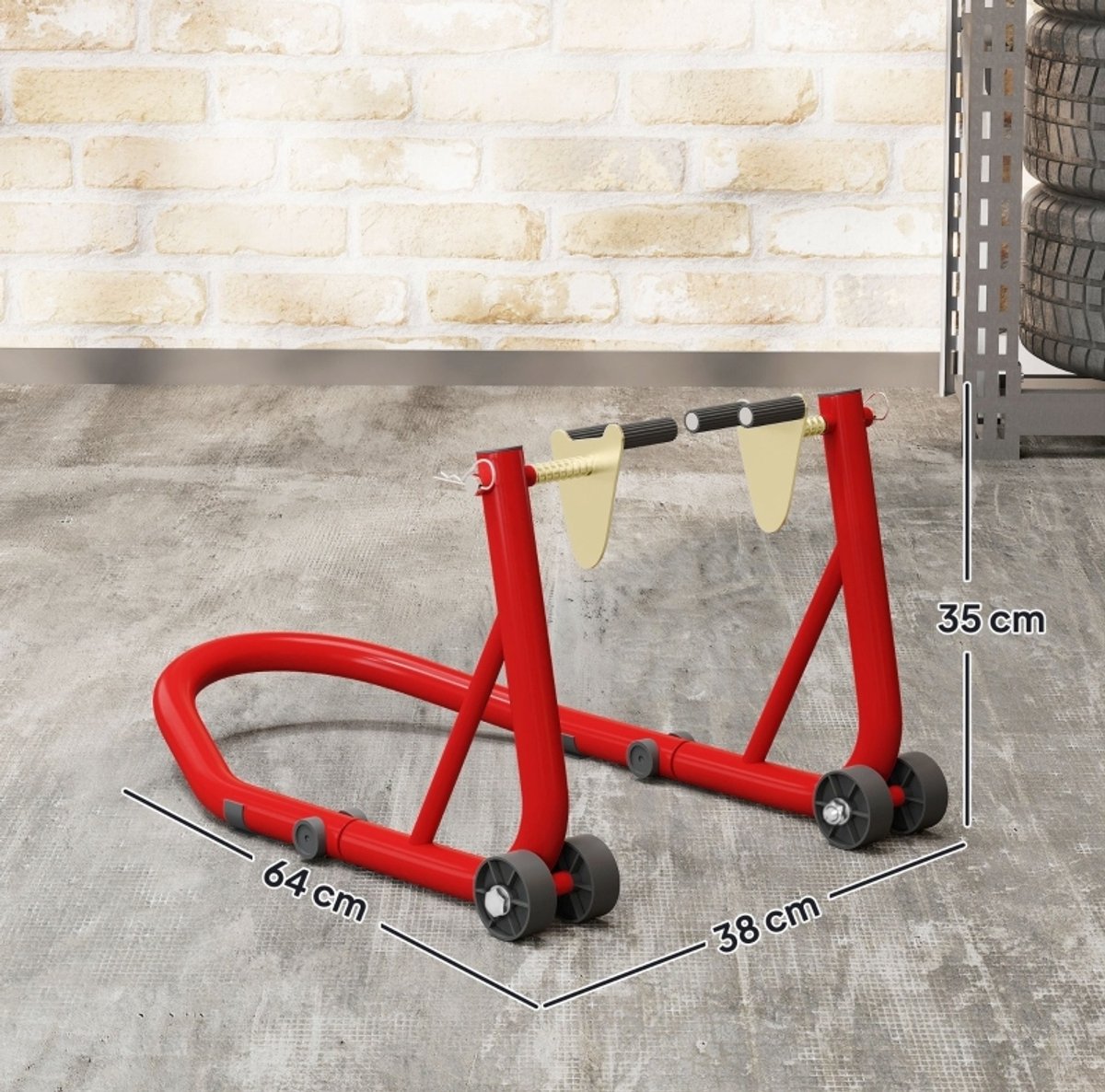 COVREO Motorradständer set voor en achter, staal rood, 544 kg