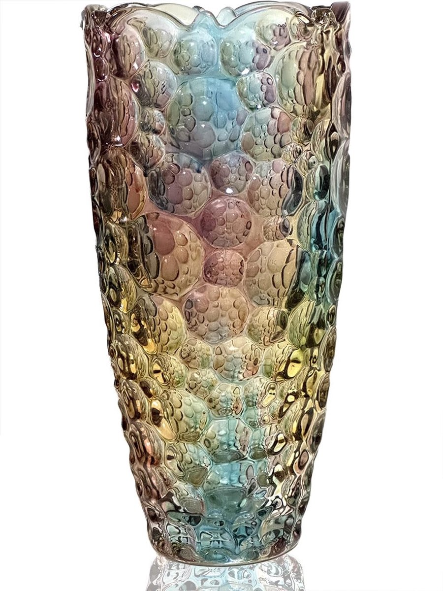 Omgoods - Hoge Glazen Vaas voor Bloemen met Uniek Design