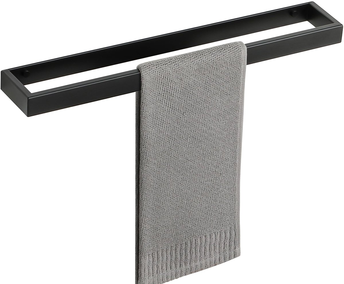 Omgoods - Wandgemonteerde Handdoekhouder van RVS 50cm, Zwart