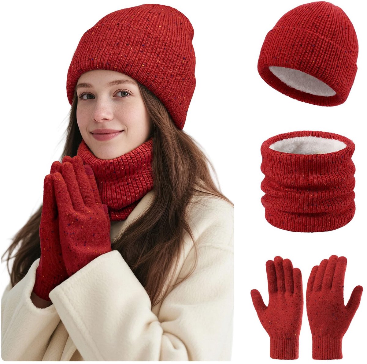 Omgoods - Warme Beanie Muts van Gebreid Fleece voor Koude Dagen