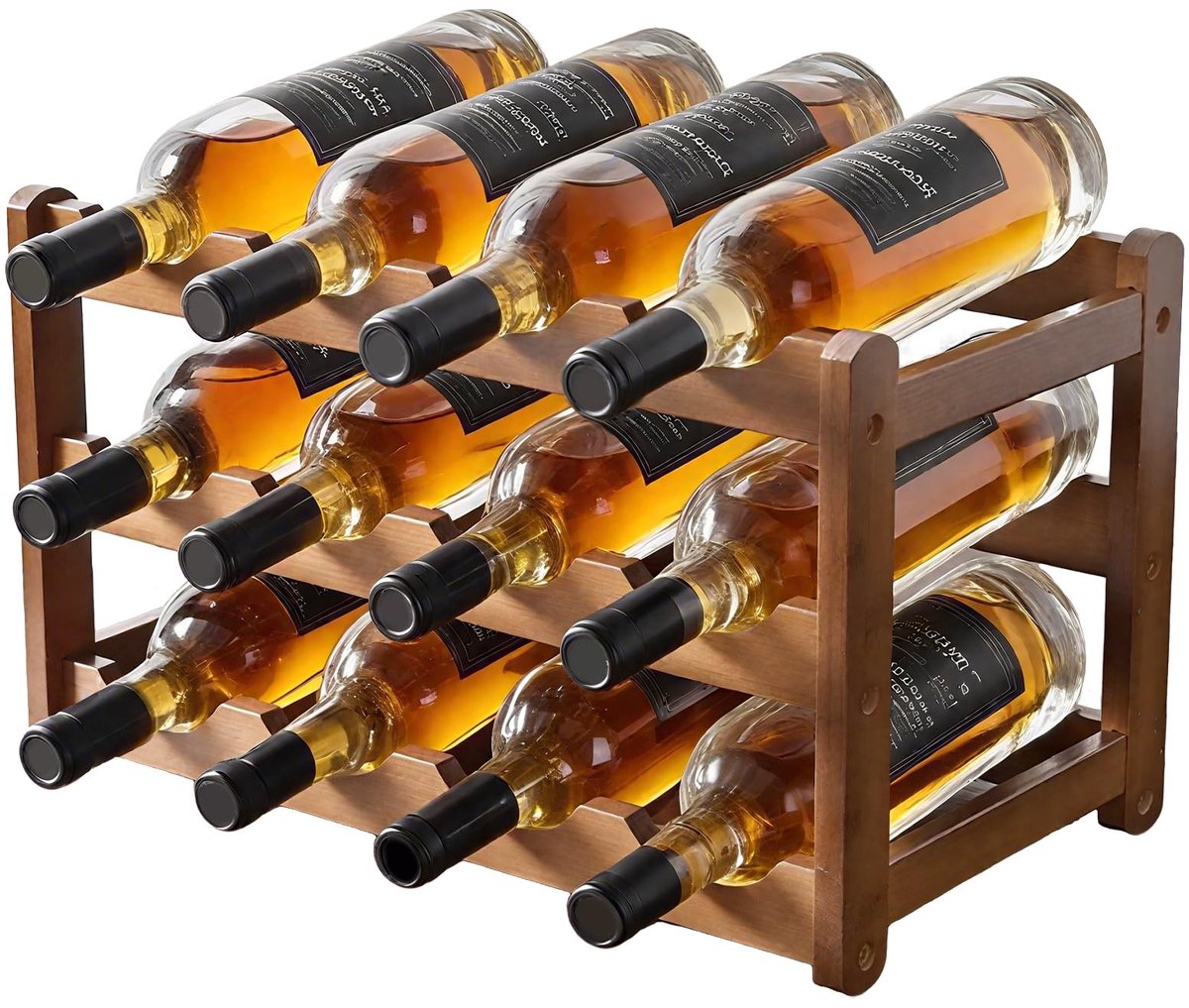 Omgoods - Houten Wijnrek - 3 Laags Vrijstaande Bamboo Rack