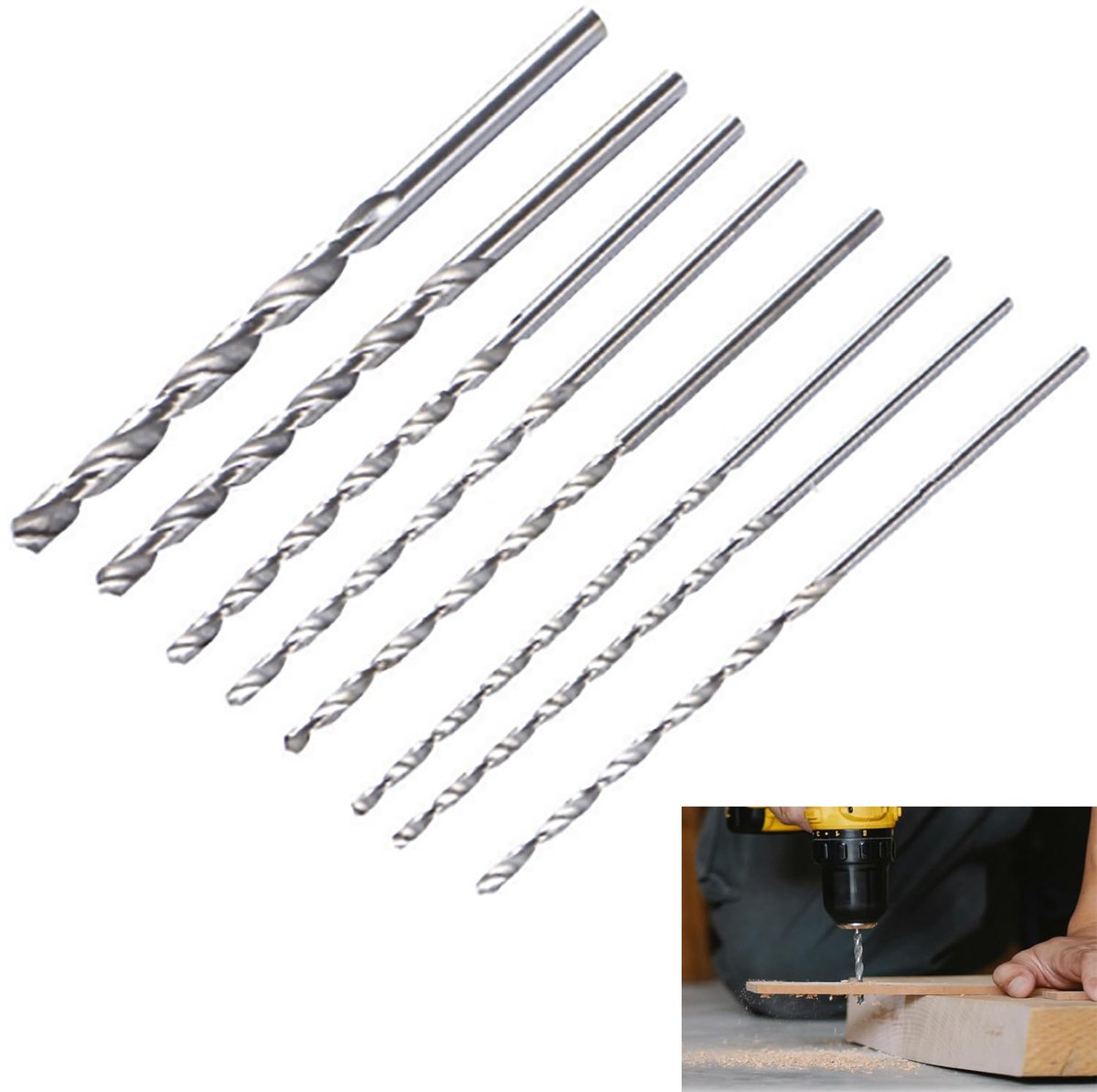 Omgoods - 8 Stuks Lange Spiraalboren - Extra Lange Boorset 200 mm