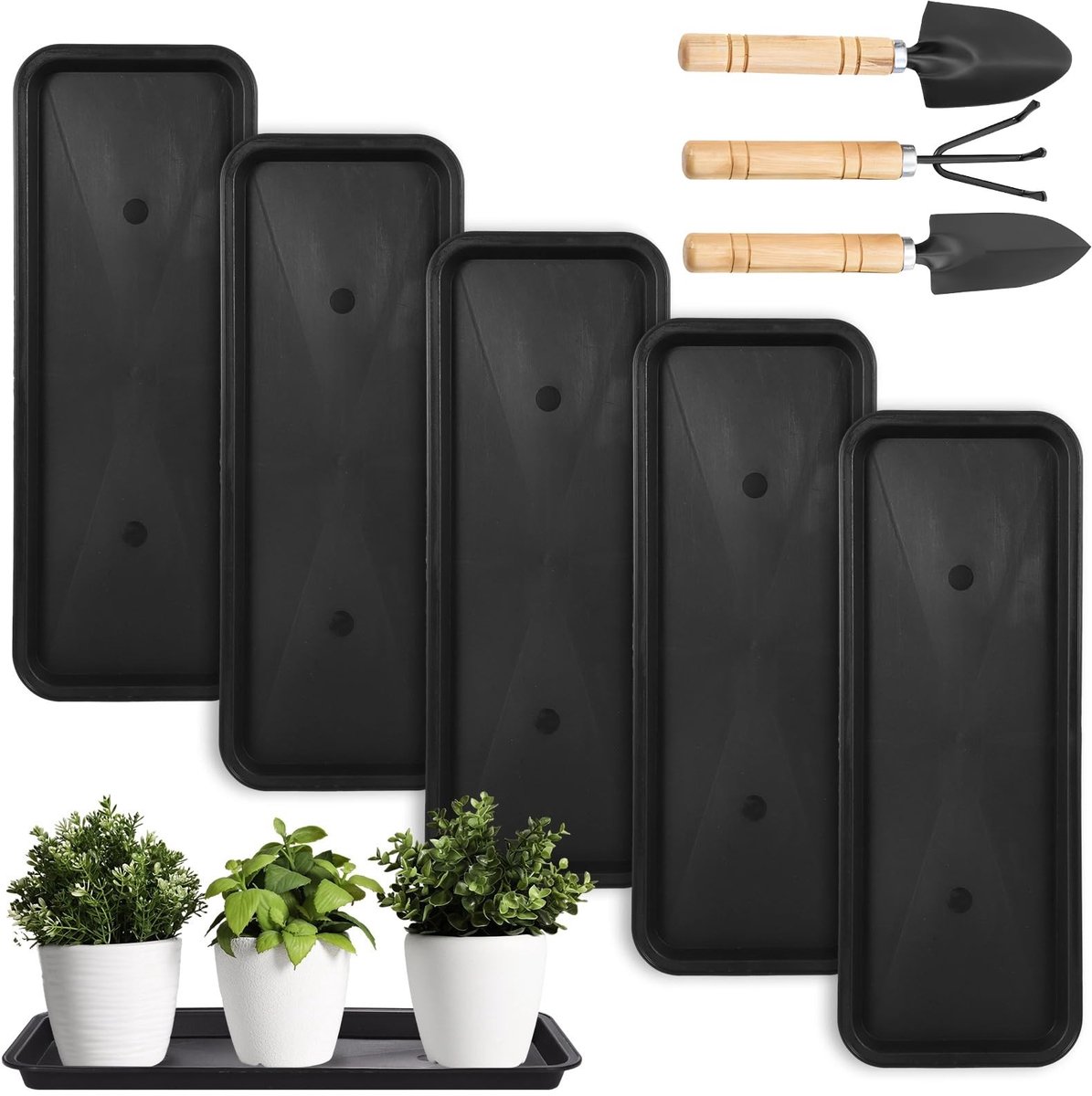 Omgoods - Set van 5 Plastic Plantenschaal met 40x16x2.8cm Afmetingen