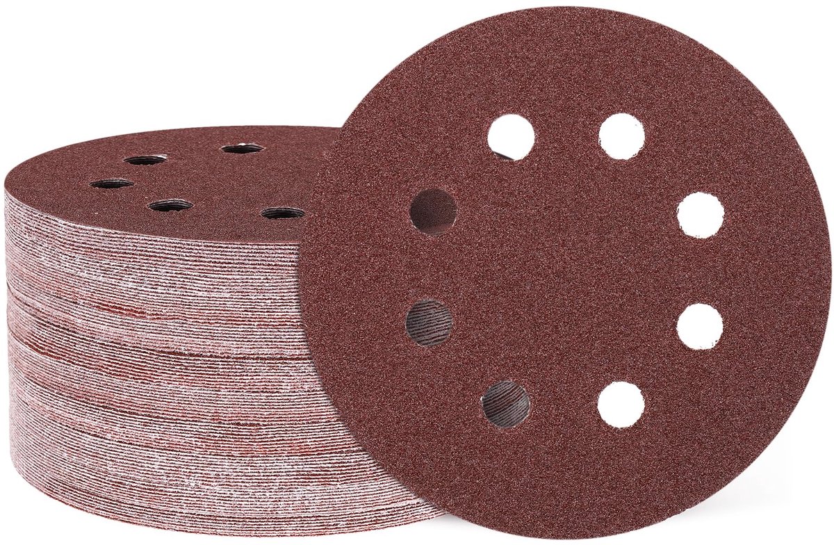 Omgoods - Schuurdiscs 150 Stuks 125 mm, 8 Gaten, Korrelgrootte 60 voor Excentrische Schuurmachine