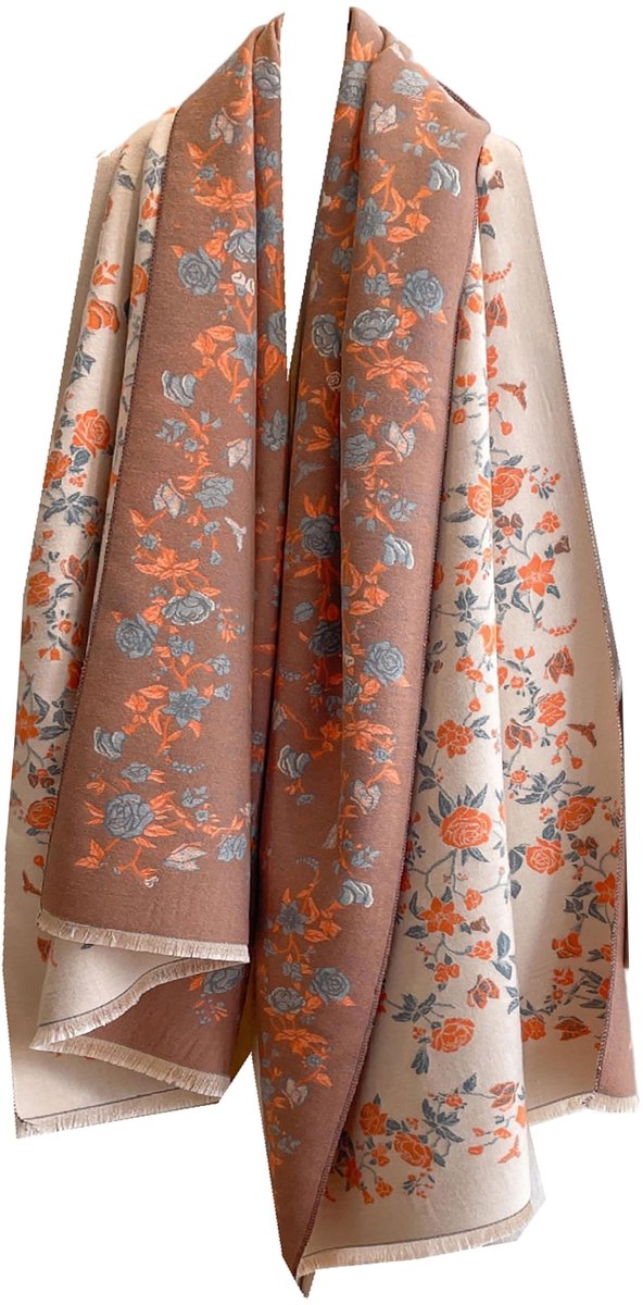 Omgoods - Reversible Pashmina Sjaal met Rozenpatroon voor Herfst en Winter
