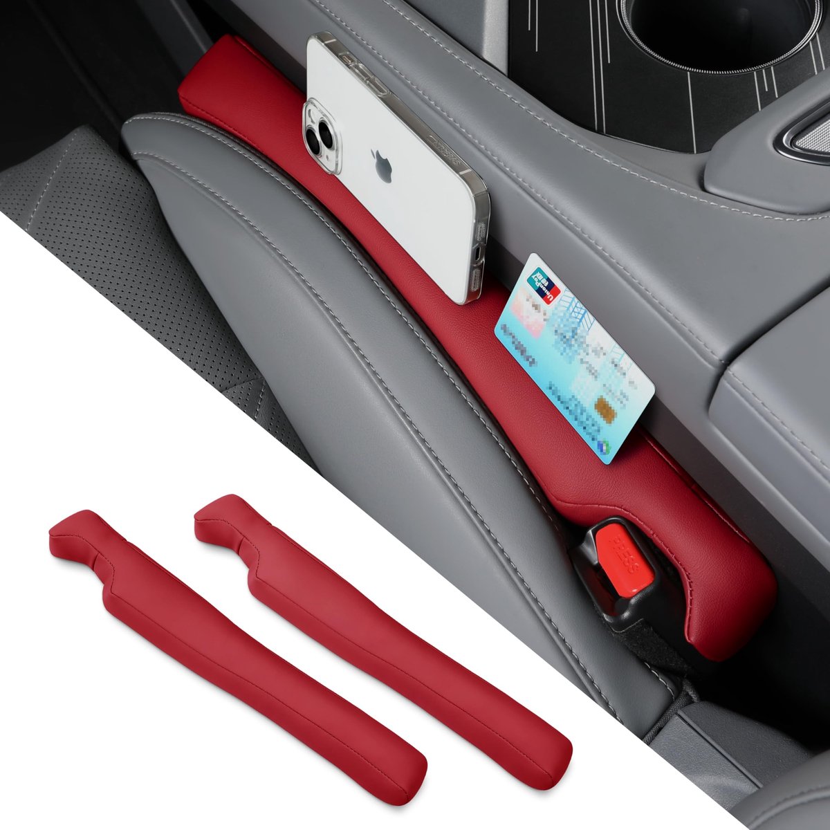 Omgoods - Set van 2 PU Leren Auto Stoelfillers voor Openingen (Wijnkleur)