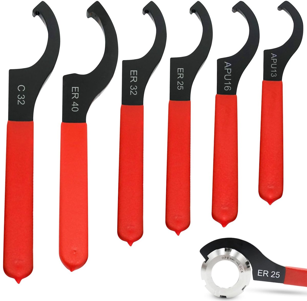 Omgoods- Steeksleutelset 6-delig - Haaksteeksleutel - Antislip Grip - Hoogwaardig Koolstofstaal - Schokbestendig - Corrosiebestendig - Moersleutel