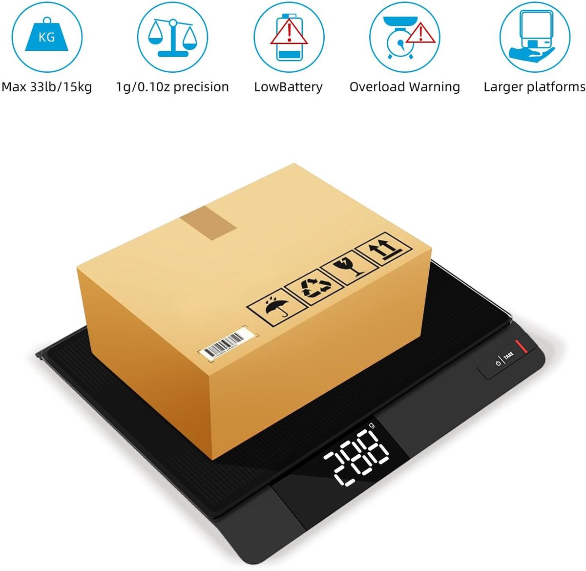 Omgoods- Keukenweegschaal Digitale 15 kg - Nauwkeurige 1 g - LCD-Display - Tara-functie - Voor Bakken/Koken - Geschikt voor Eten/Sieraden - Weegschaal