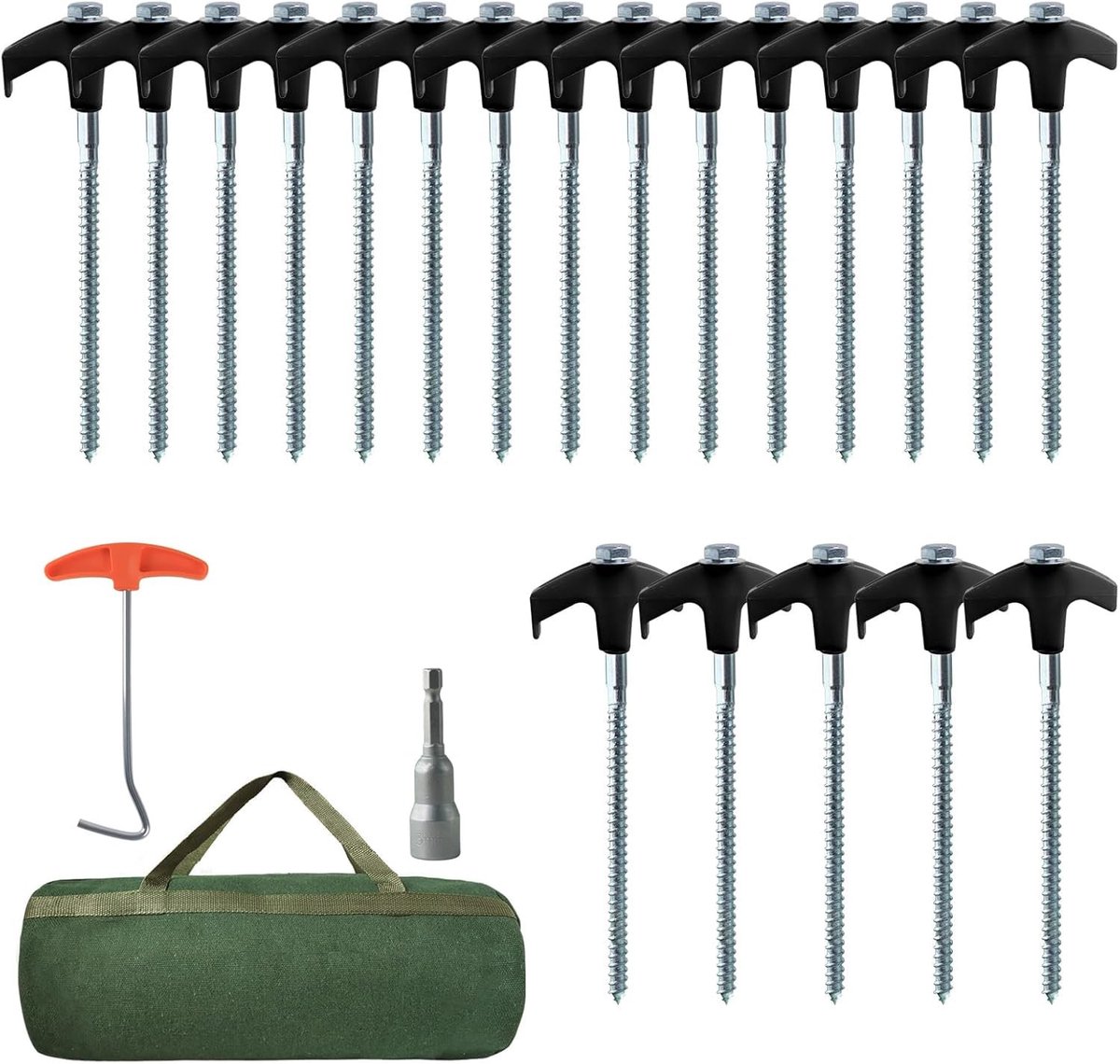 Omgoods - Set van 20 Robuuste Tent Pegs voor Diverse Kampeeromstandigheden