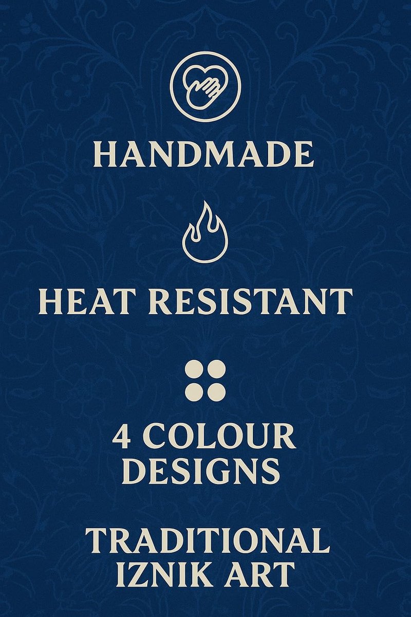 Omgoods - Handgemaakte Turkse Keramische Onderzetters Set van 4 - Iznik Patroon