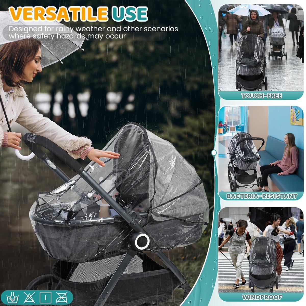 Omgoods - Universele Regenhoes voor Kinderwagen met Venster – foto 2