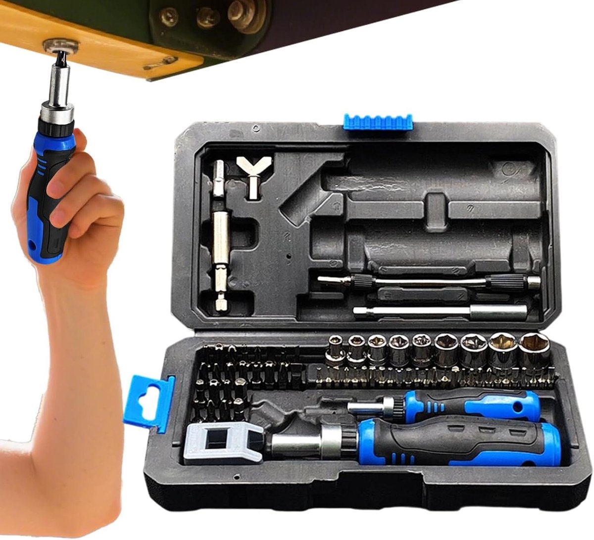 Ratelschroevendraaierset - Precisie schroevendraaier - Klus en reparatie - 69-delig magnetisch - Standaard - Grijs