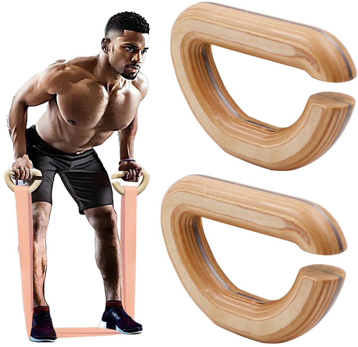Omgoods - Robuuste Houten Weerstands Handgrepen voor Thuis en Gym