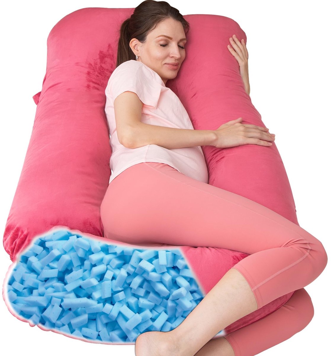 Omgoods - U-vormig Zwangerschapskussen 140 cm - Traagschuim - Afneembare Hoes