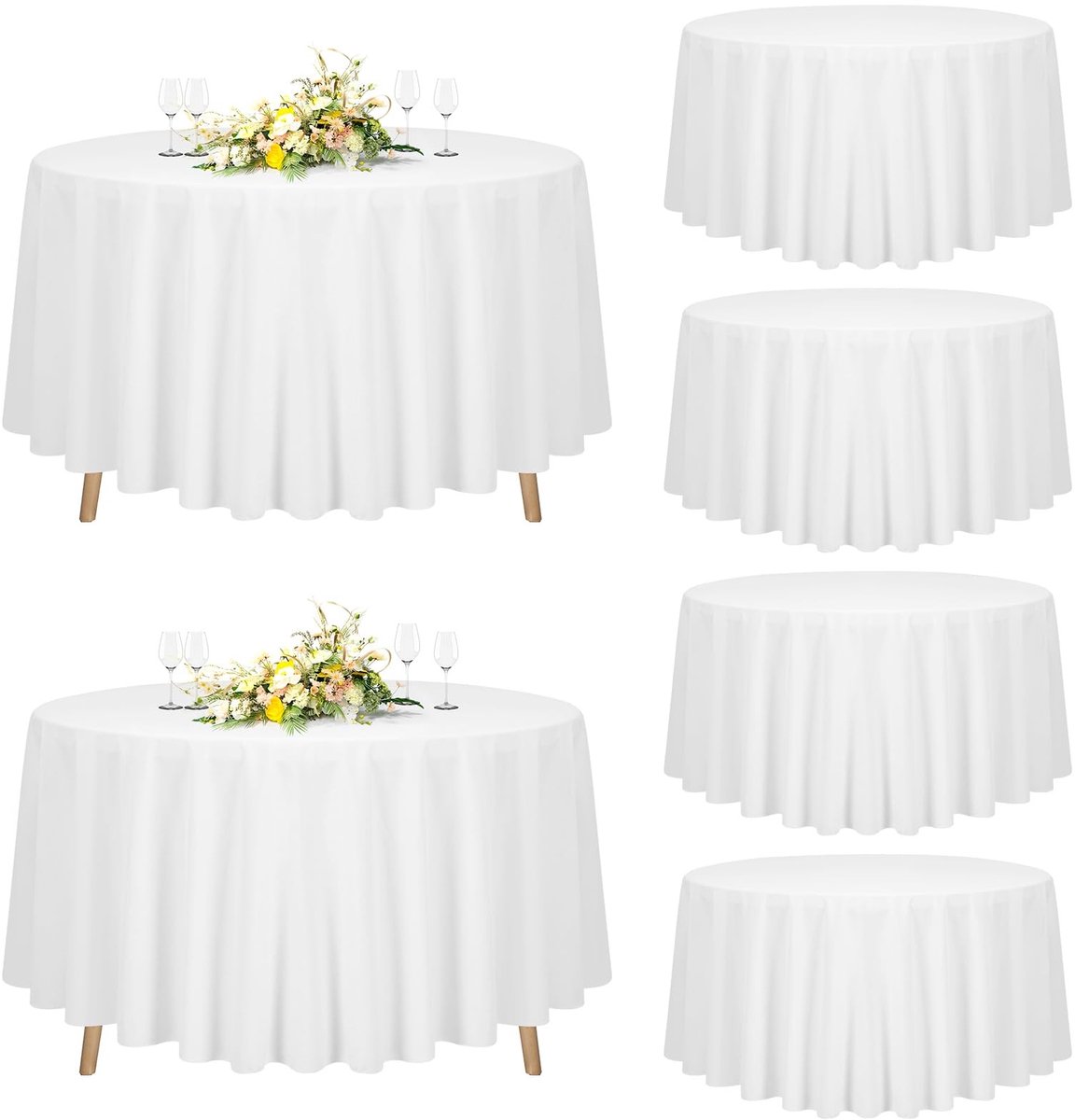 Omgoods - Set van 6 Witte Ronde Tafelkleed 228cm Diameter