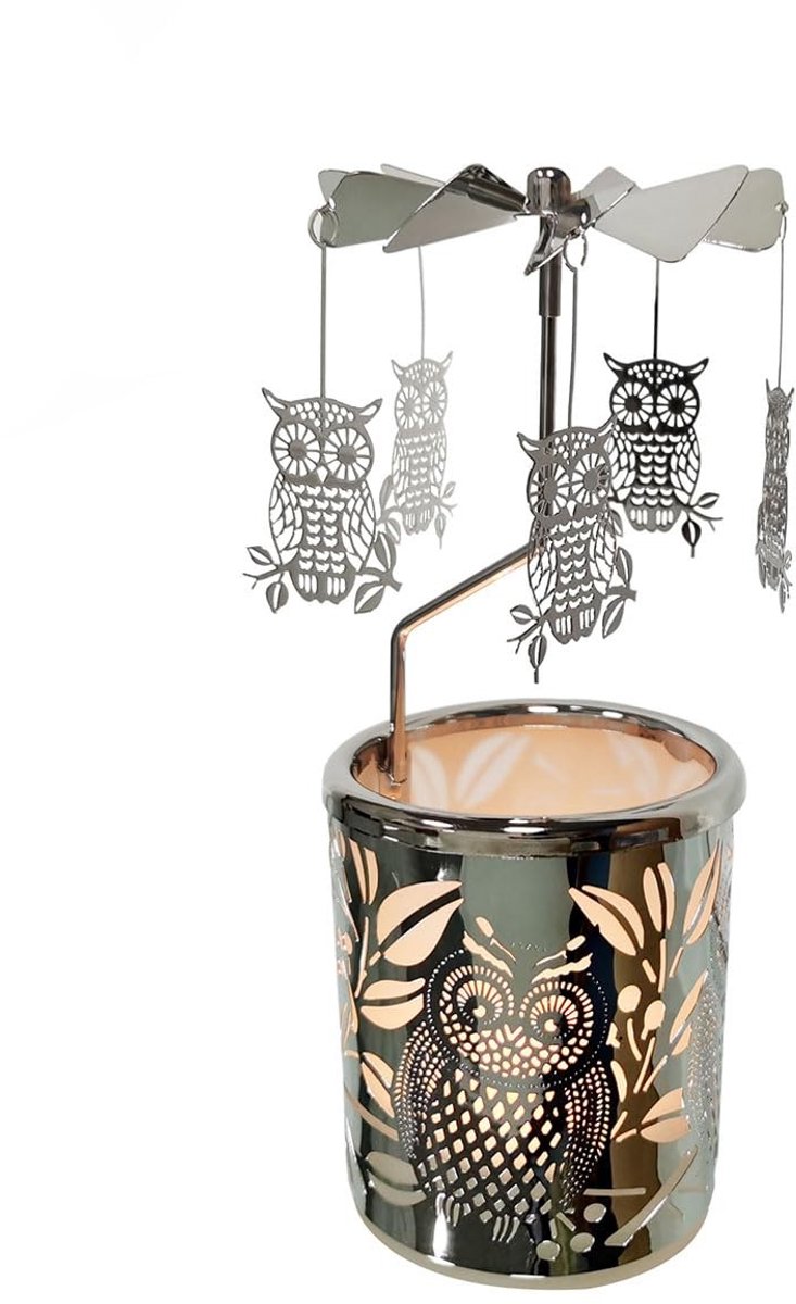 Omgoods - Draaiende Theelichthouder Carrousel met Dieren Motief