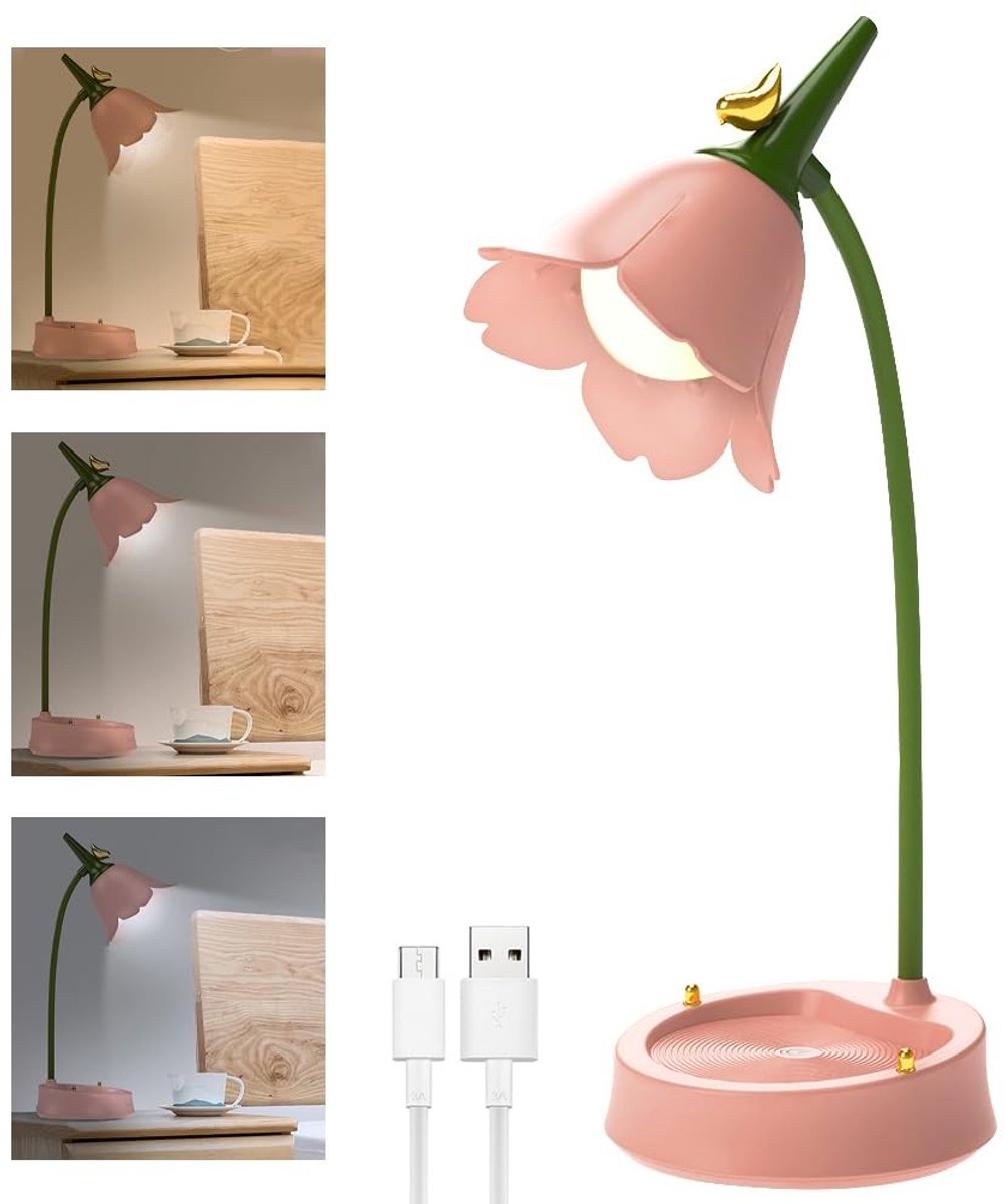 Omgoods - LED Bureau Lamp voor Kinderen - Dimbaar met Bloemen