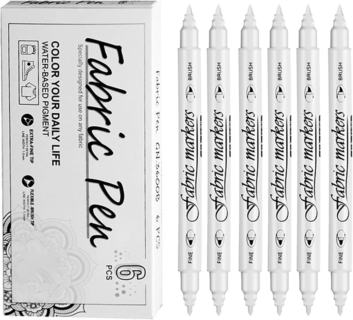 Textielstiften 6pcs - Dual-tip ontwerp - Wasmachinebestendig - Perfecte markering voor stoffen - ShopVlot