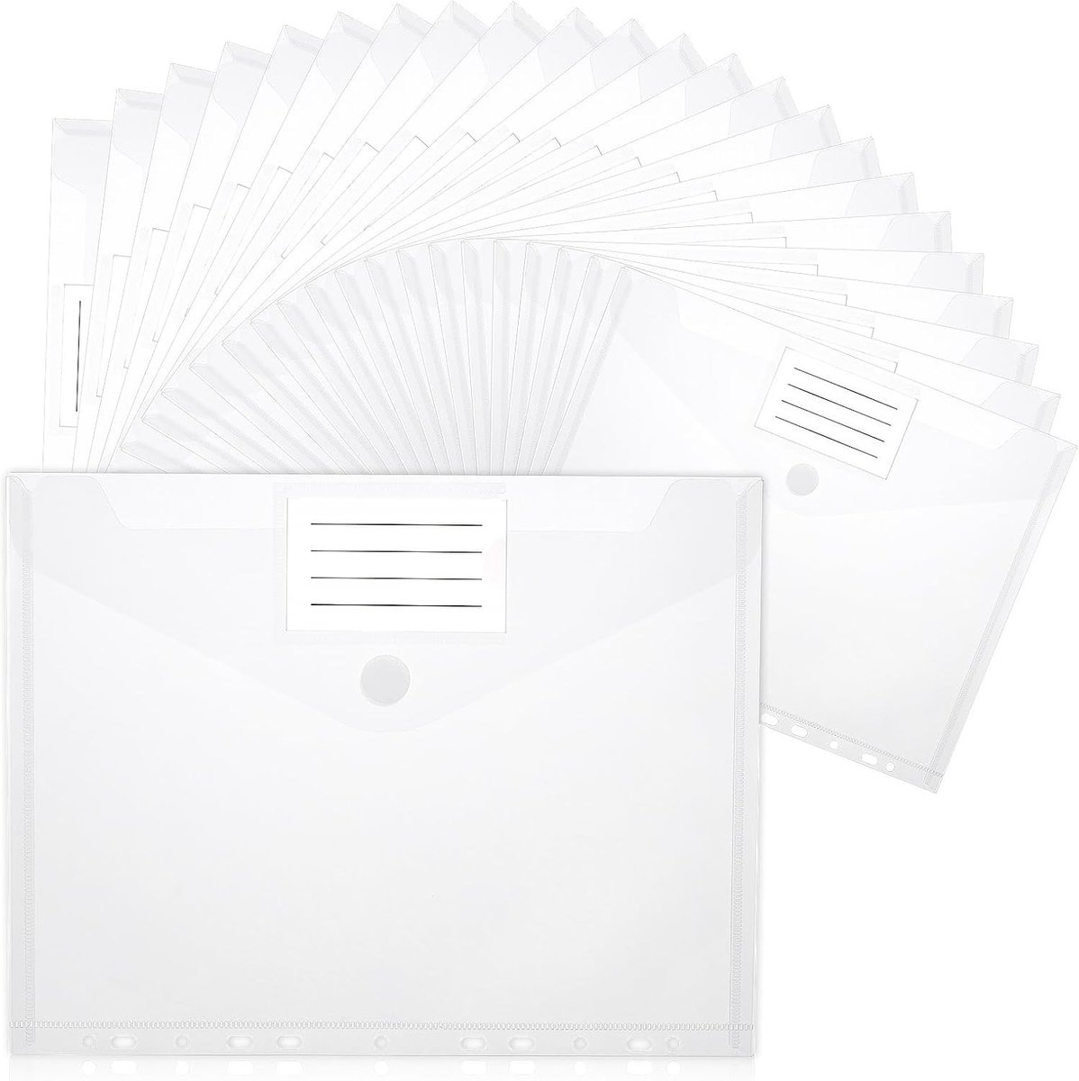 24 Compartimenten A4 Documentenmap - Transparante Opbergfolder met Perforatierand en Labelvak - Ideaal voor het Organiseren van Documenten en Papierwerk