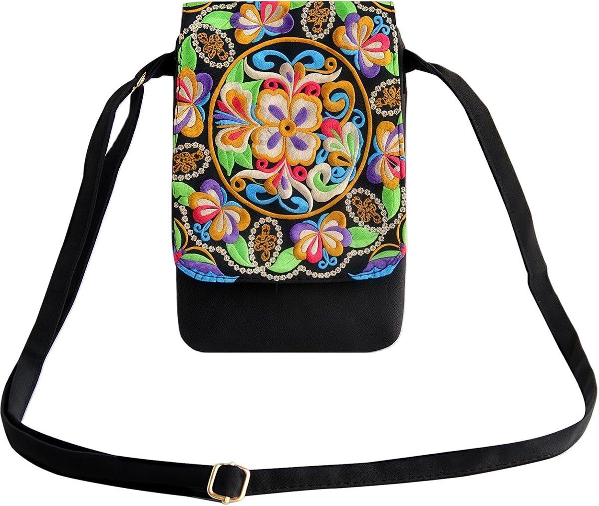 SnelShoppen - Mobiele Telefoon Tas voor Hangen, Schoudertas voor Vrouwen, Mini Telefoontas met Verstelbare Strap voor Winkelen, Dating, Unieke Etnisch