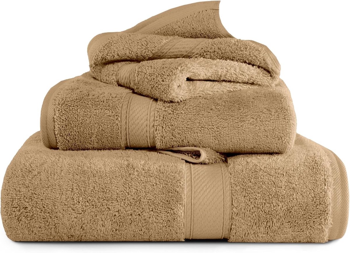 Handdoekset 3-delig - Egyptisch katoen 900 g/m² - Modern design - Ultra absorberend - SnelShoppen