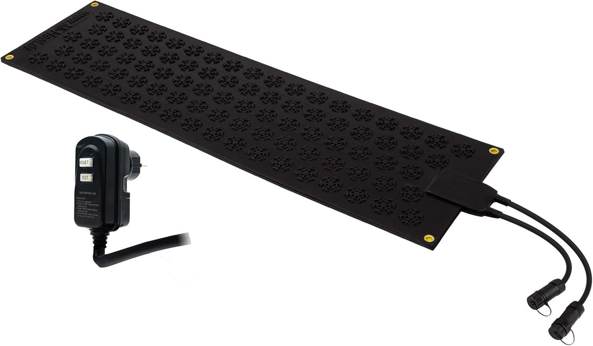 SnelShoppen - Gummi verwarmingsmat 27x95cm met 1.8m aansluitkabel en ALS RCD - Ideaal voor buiten, sneeuw en ijsvrij, veiligheid voorop, EPDM rubber