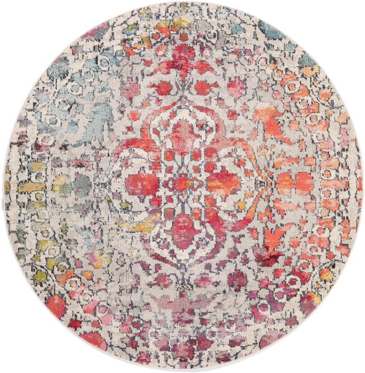 SnelShoppen - Rond Tapijt Kaleidoscoop Ø 200 cm, Multikleur, Hoogpolig, Vloerkleed voor Woonkamer, Slaapkamer, Eetkamer, Keuken, OEKO-TEX, Geschikt vo