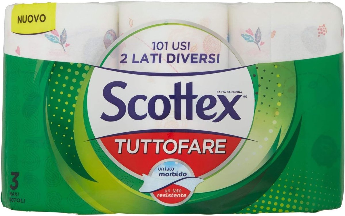 SnelShoppen - Keukenpapier 3 Maxi Rollen - Scottex Tuttofare - Super Absorberend en Duurzaam - Voor Diverse Toepassingen - Zacht en Robuust - Ideaal v