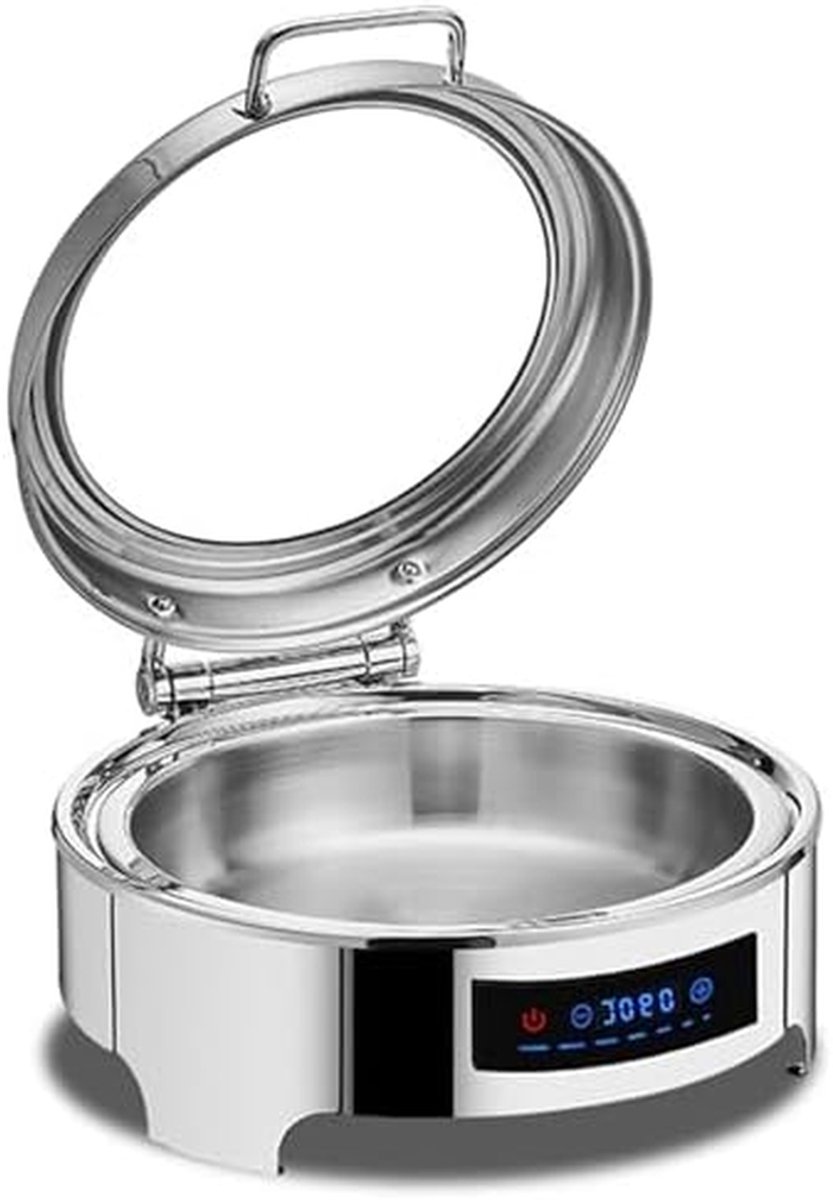 Warmhoudbak RVS - Buffetwarmer Voedselwarmer - Gerechten Warm Houden - Instelbare Warmte - Rond - Zilver
