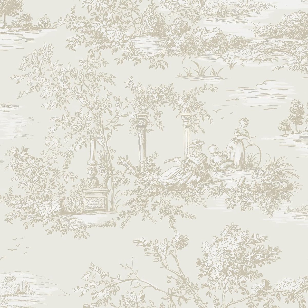 Behang beige bloemenbehang 44 cm x 3 m plakfolie meubels crème