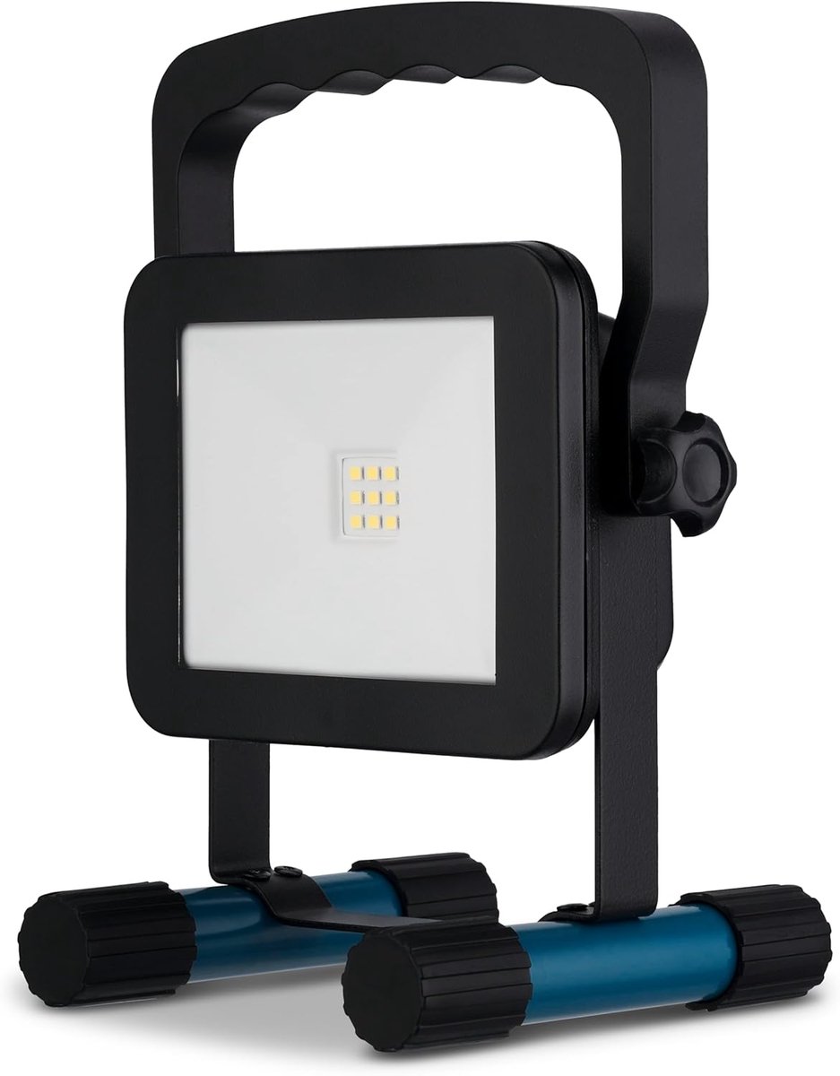 SnelShoppen - LED Bouwlamp 5W, 700lm, IP54 - Draagbare Werklamp met Accu (2 Uur) - Binnen en Buiten - Zwart - Perfect voor Bouwprojecten en Werkplaats