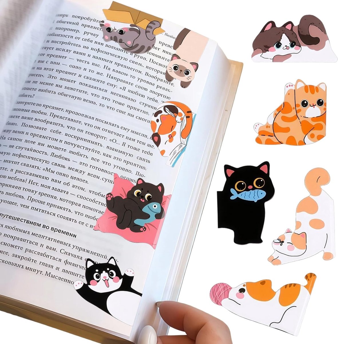 magnetische boekenleggers 10 stuks - schattige katten - zachte magneten - ideaal voor boekenliefhebbers - ShopVlot