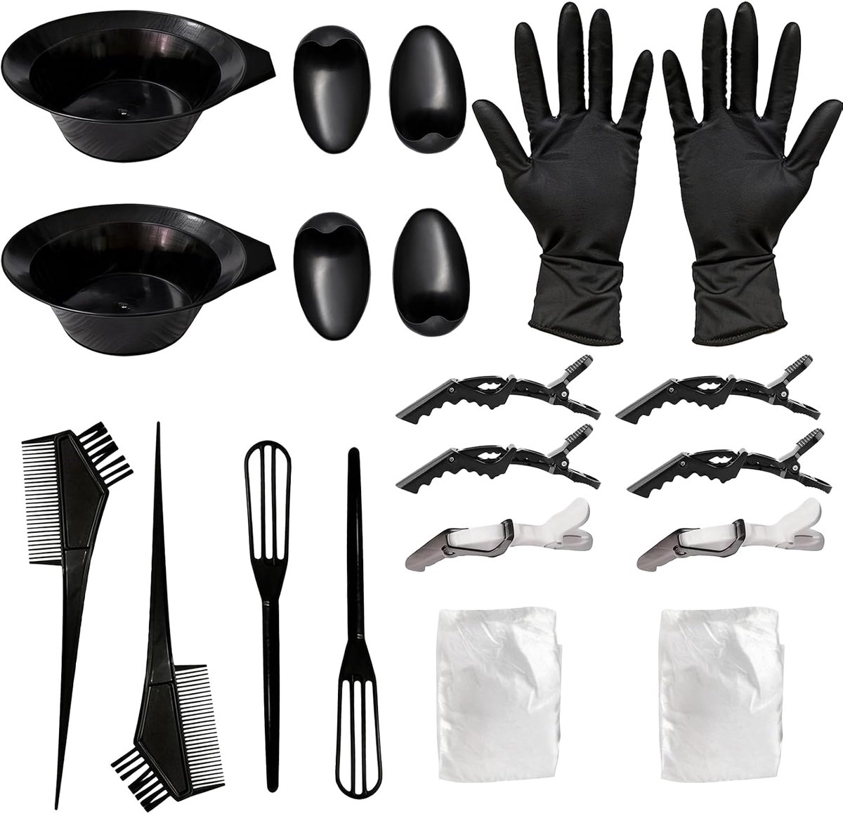 24 Piece Hair Colour Kit Paint Tools with Bowl Brush Gloves for DIY Salon Home - ShopVlot