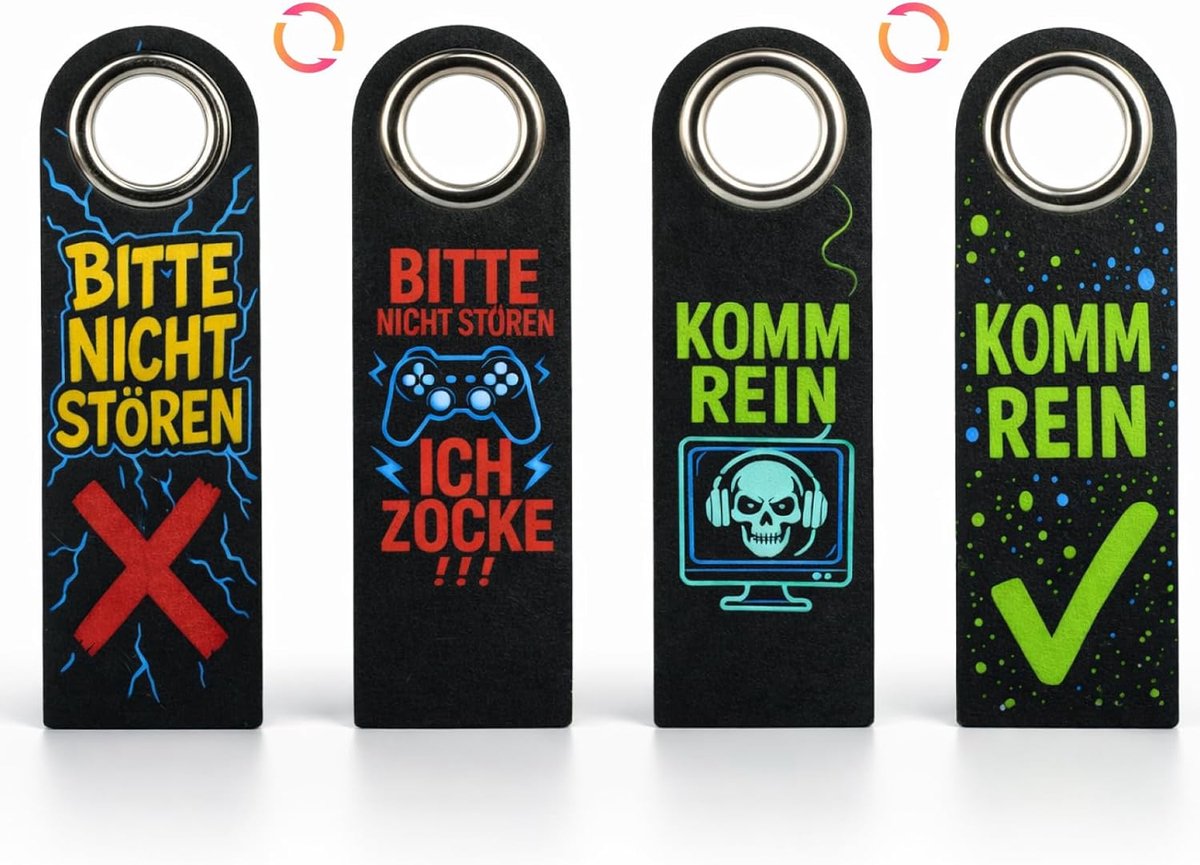 SnelShoppen - Bitte Nicht Stören bord voor jongens 11-16 jaar, set van 2 gaming-deurhangers, dubbelzijdig met metalen versterking en klittenband, tien