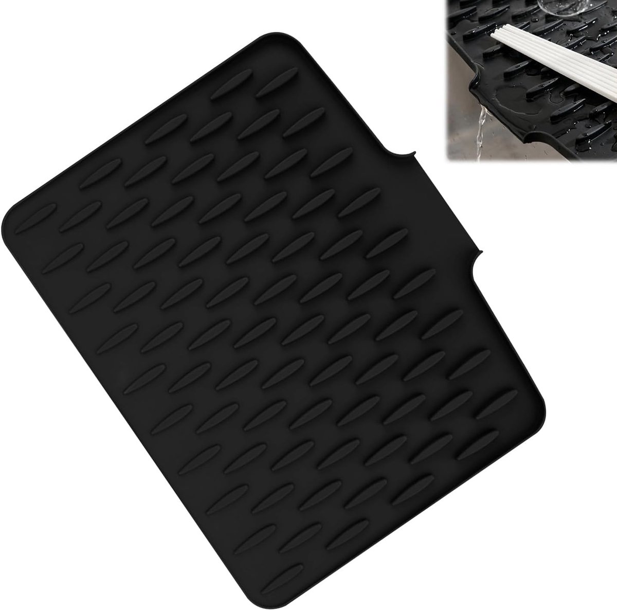 Afdruipmat voor servies, afdruipmat voor spoelbak & werkblad, 40x32 cm Hittebestendige, opvouwbare siliconenmat met - ShopVlot