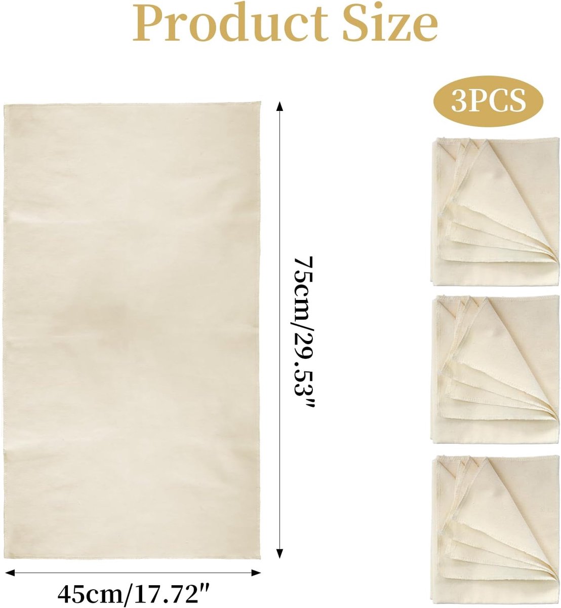 Deegdoek set van 3 - Katoenen baklinnen - Ideaal voor het fermenteren van deeg - ShopVlot