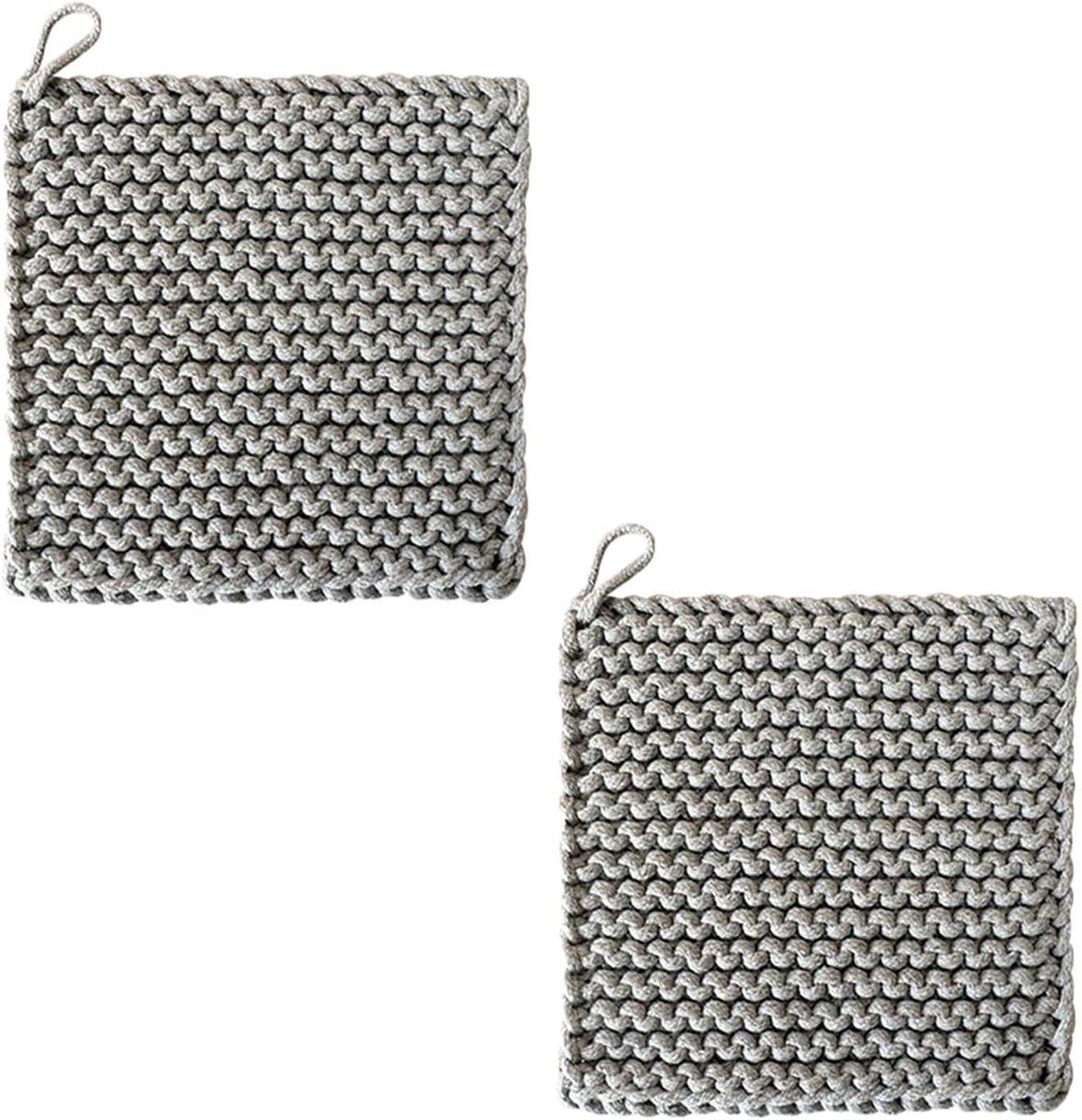 Pannenlappen, gehaakte pannenlappen voor de keuken, 2 stuks, 19 x 19 cm, met ophanglus, hittebestendige placemats voor - ShopVlot