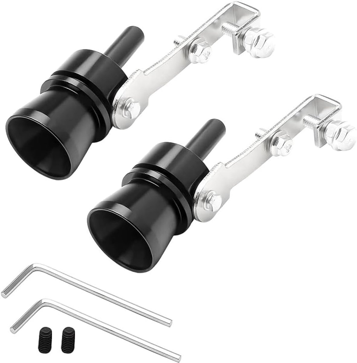 SnelShoppen - 2 Stuks Uitlaatgeluid Versterker, Aluminium Legering Turbo Geluid Simulator Fluit, Auto Turbo Geluid voor Alle Voertuigmodellen (Zwart)
