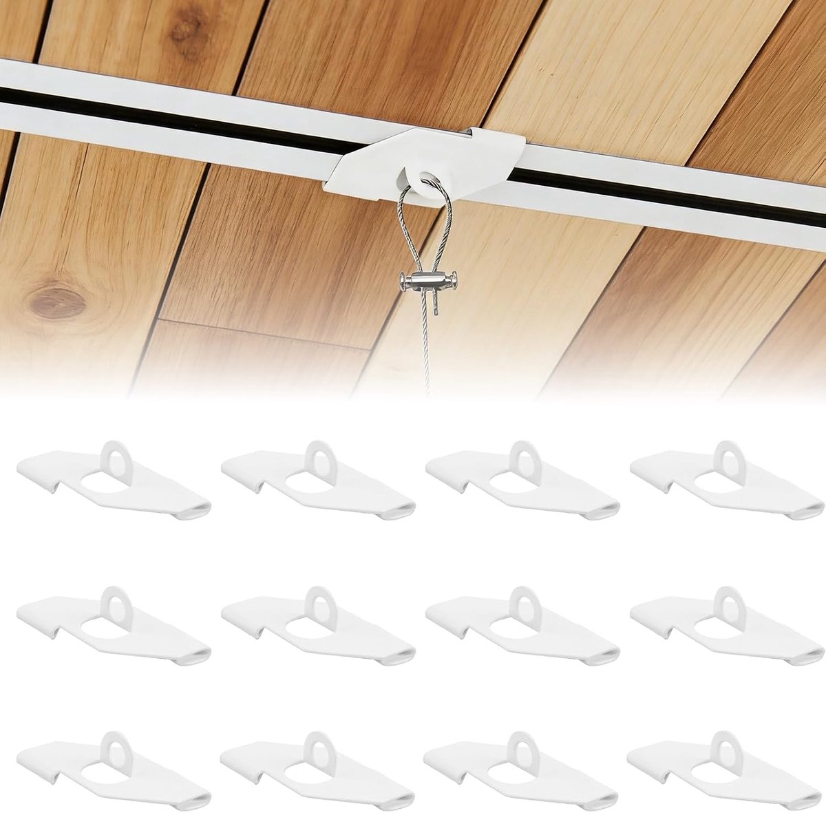 Pack of 12 Ceiling Clips with Eyelet for Odenwald Ceiling Rail Ceiling Clips for Grid Ceiling Mount without Drilling - ShopVlot